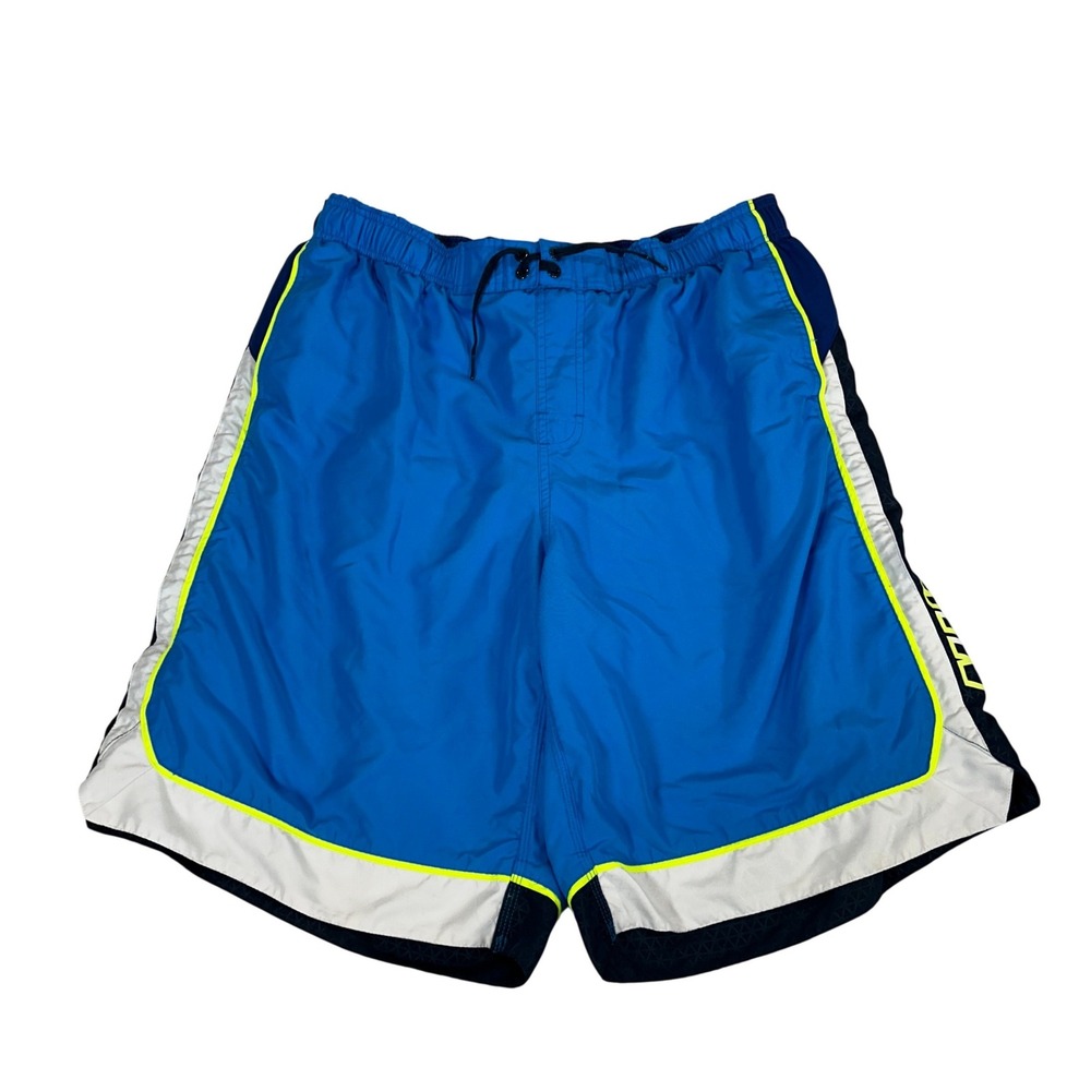 Nike Mens XXL Basketball Shorts Blue White Neon Yellow‎ Colorblock Mesh Lined